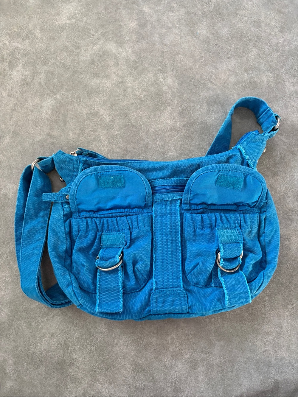 Y2K 2000’s Blue Canvas Cargo Crossbody Bag - Picture 8 of 13